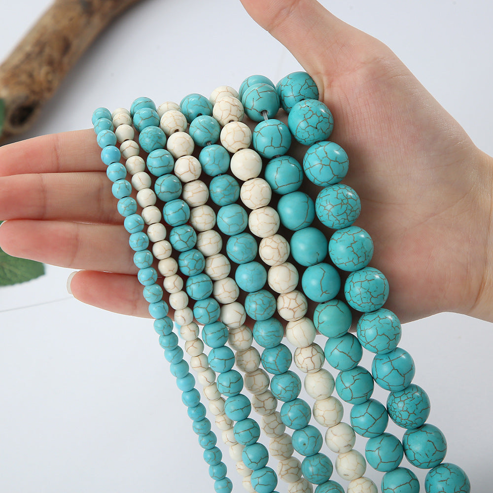Al por mayor 10Strings/Pack Synthetic Turquesa Diy Round Beads